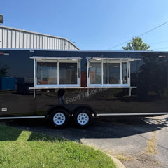 Black Concession Food Trailer | Large Mobile Kitchen Truck for BBQ, Pizza, Coffe