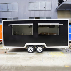 Heavy Duty Black Food Trailer - Multi-Window Concession Kitchen