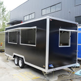 Heavy Duty Black Food Trailer - Multi-Window Concession Kitchen