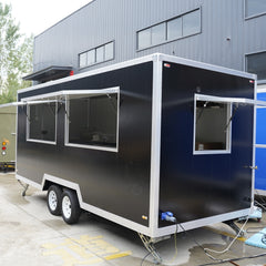 Heavy Duty Black Food Trailer - Multi-Window Concession Kitchen