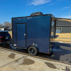 9.8ft Navy Blue Compact Mobile Coffee Trailer with AC, Single Axle & Serving Window