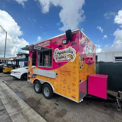 13.1ft Custom Wrapped Enclosed Food Trailer for Empanadas & Street Food with Dual Axle & Exterior Speakers