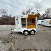 9.8ft White Vintage Horsebox Food Trailer with Wooden Serving Window & Dual Axle