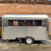13ft Brushed Aluminum Rounded Food Trailer for Mobile Cafe with Dual Axle & Large Serving Window