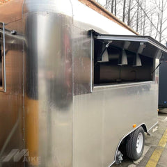 13ft Brushed Aluminum Rounded Food Trailer for Mobile Cafe with Dual Axle & Large Serving Window
