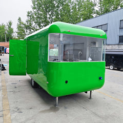 13.1ft Bright Green Rounded Food Trailer for Juice & Smoothies with Single Axle & Panoramic Front Window