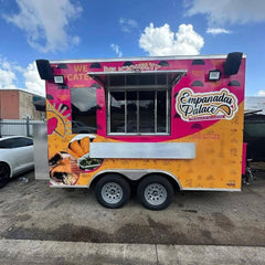 13.1ft Custom Wrapped Enclosed Food Trailer for Empanadas & Street Food with Dual Axle & Exterior Speakers