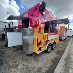 13.1ft Custom Wrapped Enclosed Food Trailer for Empanadas & Street Food with Dual Axle & Exterior Speakers