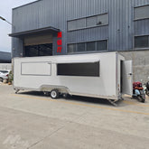 23ft Extra Long White Enclosed Food Trailer for Mobile Kitchen with Dual Axle & Diamond Plate Trim