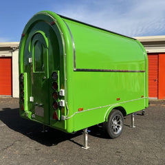 7.2ft Lime Green Round Top Food Trailer for Street Catering with Single Axle & Range Hood