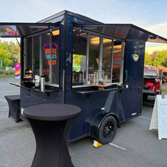 9.8ft Navy Blue Compact Mobile Coffee Trailer with AC, Single Axle & Serving Window