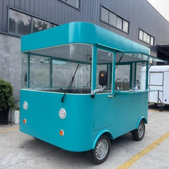 9.8ft Teal Mobile Food Cart for Coffee & Snacks with Panoramic Glass Windows