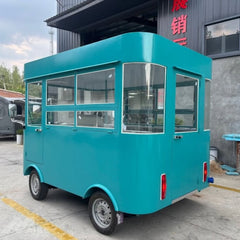 9.8ft Teal Mobile Food Cart for Coffee & Snacks with Panoramic Glass Windows