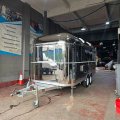 Mirror Polished Stainless Steel Food Trailer with Roof Exhaust - Dual Axle