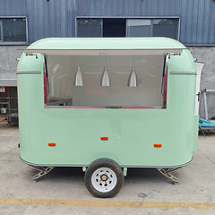 9.8ft Mint Green Retro Rounded Food Trailer for Mobile Coffee & Snacks with Single Axle & Pendant Lights