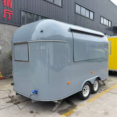 13.1ft Grey Retro Round Top Food Trailer for Mobile Coffee & Street Food with Dual Axle & Stabilizer Jacks