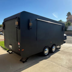 Premium Food Trailer Black Mobile Coffee Bar Catering Street Food Unit
