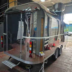 Mirror Polished Stainless Steel Food Trailer with Roof Exhaust - Dual Axle