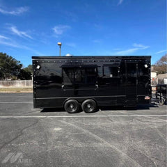 Premium Black Food Trailer Mobile Kitchen Concession Trailer for BBQ, Burgers and Street Food Business