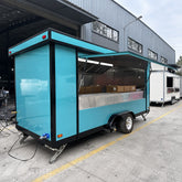 Turquoise Double Axle Food Trailer with Commercial Kitchen for Burgers, BBQ and Street Food