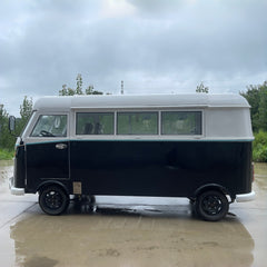 Vintage Camper Style Food Truck - Two-Tone Black & White
