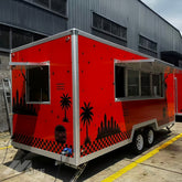 Red Double Axle Food Trailer with Commercial Kitchen for Burgers, BBQ and Street Food