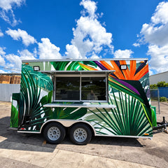 Tropical Wrap Double Axle Food Trailer with Commercial Kitchen for BBQ, Burgers and Street Food