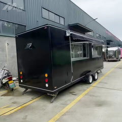 19.4ft Black Enclosed Food Trailer for Event Catering with Retractable Awning & Dual Windows