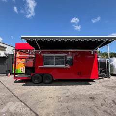 Red Pizza Food Trailer with Wood-Fired Oven and Commercial Kitchen for Events and Street Food