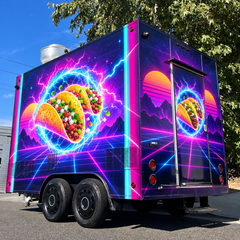 Neon Taco Double Axle Food Trailer with Commercial Kitchen for Tacos, BBQ and Street Food