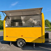 Yellow Teardrop Food Trailer with Large Serving Window for Coffee, Snacks and Street Food