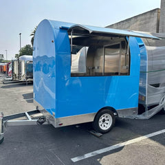 Sky Blue Arched Food Trailer with Stainless Interior - Single Axle