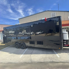 Massive High-Gloss Black Enclosed Food Trailer - Dual Axle