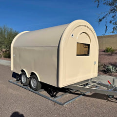 9.8ft Beige Round Top Food Trailer for Mobile Coffee & Bakery with Dual Axle & Retro Design