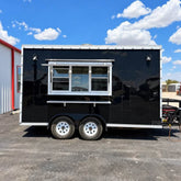 Black Double Axle Food Trailer with Full Commercial Kitchen for Burgers, BBQ and Fast Food