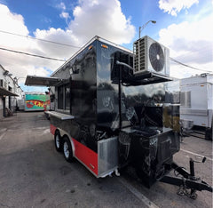 Custom Graphic Black & Red Food Trailer - Fast Food Theme Dual Axle