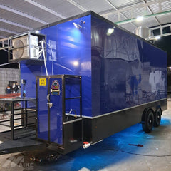 Custom Blue Food Trailer with LED Lighting Mobile Kitchen for Street Food, Coffee and Event Catering