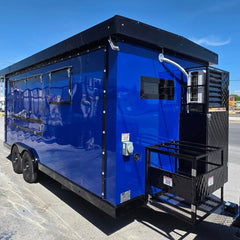 Blue Double Axle Food Trailer for Sale | Custom Mobile Kitchen Catering Trailer