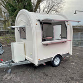 White Teardrop Food Trailer with Stainless Steel Kitchen for Coffee, Snacks and Desserts