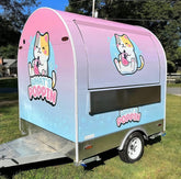 Cartoon Food Trailer Mobile Catering Van Bubble Tea Ice Cream Snack Truck 2.2m