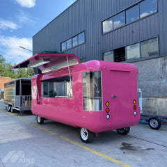 16.4ft Hot Pink Capsule Food Trailer for Desserts & Bubble Tea with Curved Corner Windows