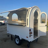 7.2ft White Mini Round Top Food Trailer for Coffee & Desserts with Single Axle & Arched Door