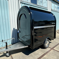 Black Mobile Food Trailer Coffee Catering Street Food Van Compact Unit