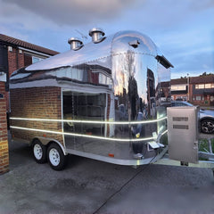 Mirror Finish Aero-Style Concession Trailer - Premium Silver Mobile Kiosk