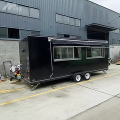 19.4ft Black Enclosed Food Trailer for Event Catering with Retractable Awning & Dual Windows