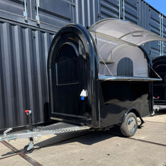 Black Mobile Food Trailer Coffee Catering Street Food Van Compact Unit