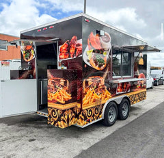 Black Double Axle Food Trailer with Griddle and Fryer for Burgers, BBQ and Street Food