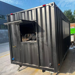 Black Container Style Food Trailer with Serving Window for BBQ, Coffee and Street Food