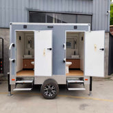 9.8ft Luxury 2-Stall Portable Restroom Trailer for Outdoor Events & Weddings with Vanity Sinks