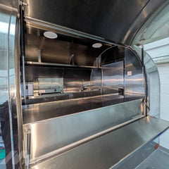 Vintage Silver Food Trailer with Dual Serving Windows for Coffee, BBQ and Street Food Business